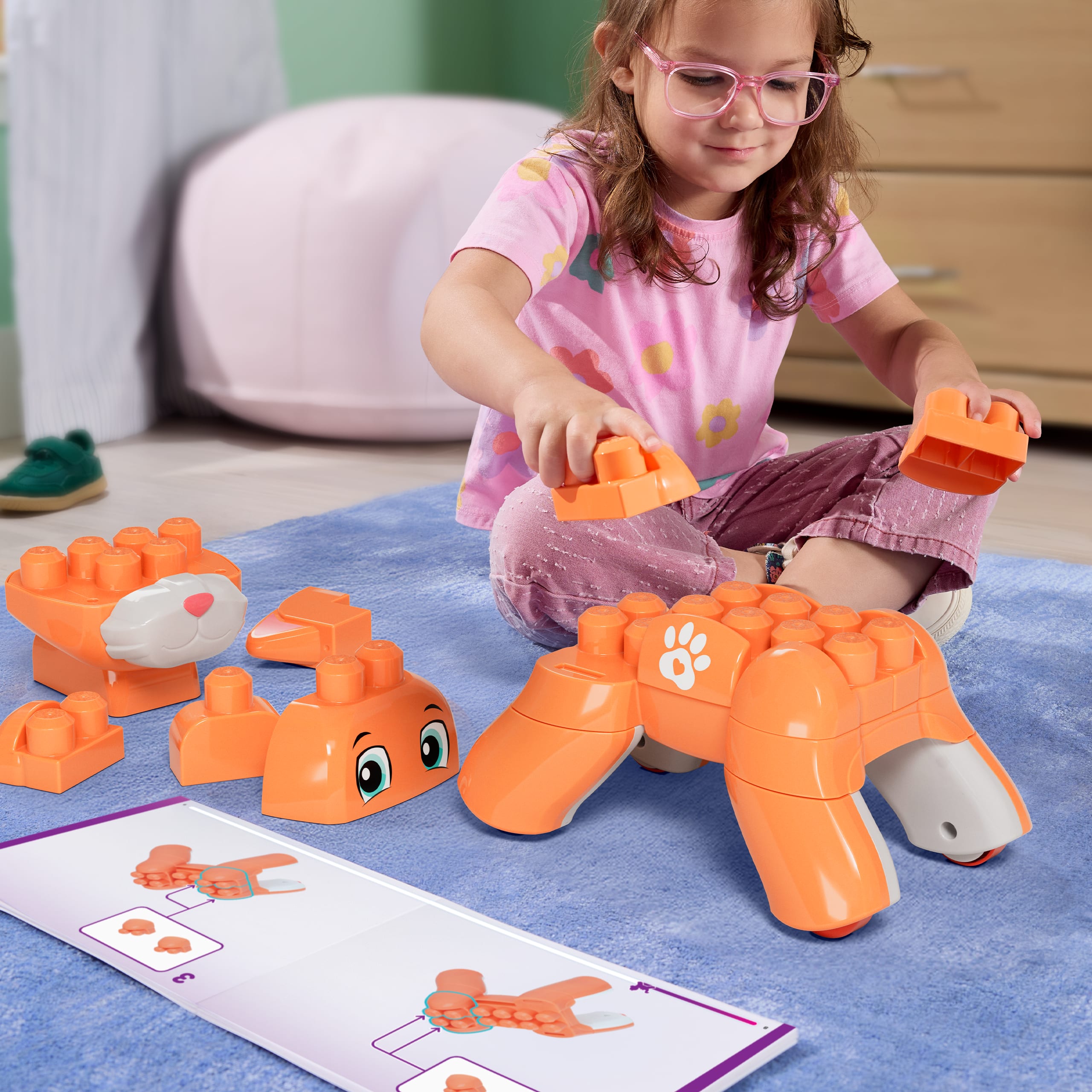 MEGA-BLOKS-Fisher-Price-Rolling-Kitten-Block-Toy-with-Rolling-Wheels-(25-Pieces)-for-Kids
