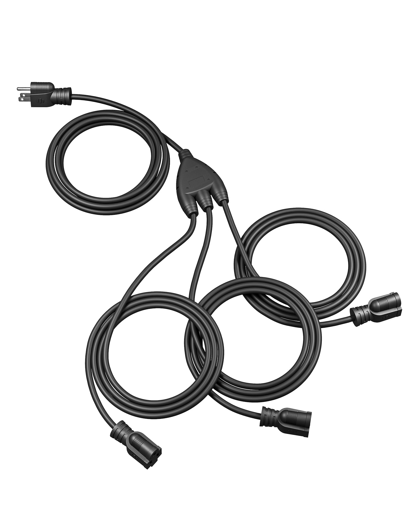 DEWENWILS 28FT (10+6+6+6) Outdoor Extension Cord for Outside Landscape Lighting Christmas Lights, 3 Outlets 16 AWG SJTW Black