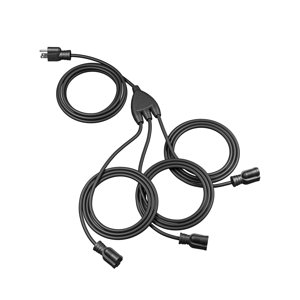DEWENWILS 28FT (10+6+6+6) Outdoor Extension Cord for Outside Landscape Lighting Christmas Lights, 3 Outlets 16 AWG SJTW Black