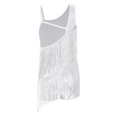 thumbnail image 2 of Ocealan Robe de Danse Latine pour Filles Sequins Jazz Moderne Fête d'Anniversaire Jupe à Franges Blanc 16, 2 of 5