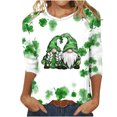 thumbnail image 1 of Besolor Hauts pour Femmes de la Saint-Patrick Tendance Manches 3/4 T-Shirts Imprimés Shamrock Col Rond Mignon Tunique de la Saint-Patrick T-Shirt Hauts, 1 of 3