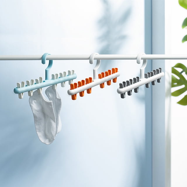 Vaidha Windproof Sock Clips Hanger, Clothes Drying Rack With 360鎺?Swivel Hook And Strong Clips For Drying And Organize Underwear, Socks, Hats, Scarves, Pants