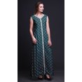 thumbnail image 3 of Bimba Feuilles Femmes Col en V Sans Manches Fente avant Décontractée Maxi Imprimée Robe Bohème-Grand, 3 of 5