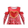 thumbnail image 4 of Robe Fille Rouge Épaules Dénudées Flocons de Neige Cœur Saint-Valentin 6 Ans, 4 of 5