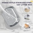 thumbnail image 4 of PawHut XL Stainless Steel Cat Litter Box with Lid Panda Style with Scoop, 4 of 10