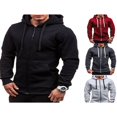 thumbnail image 4 of Hommes Solide Zip à Capuche Classique Hiver Sweat-Shirt Veste Manteau Tops, 4 of 4