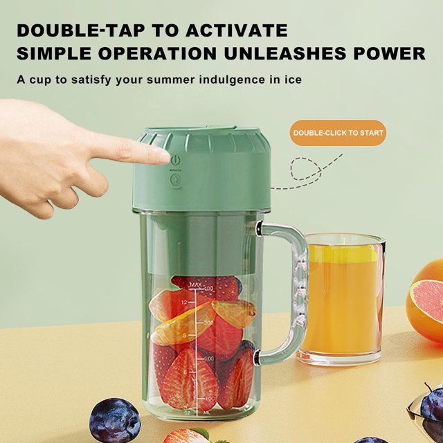 WIFKLSIIPG Portable Juicer Drink Straight with Straw Without Opening The Lid(Green)