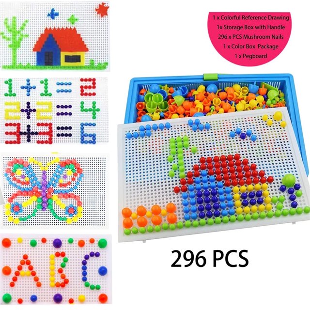 296PCS Colorful Nails Pegboard Puzzle Set Intelligent 3D Game Creative Building