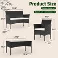 thumbnail image 2 of FDW 4-Piece Wicker Patio Furniture Set – Outdoor Rattan Conversation Set, Chairs, Sofa, and Coffee Table – All-Weather Bistro Set for Yard, Black, 2 of 8