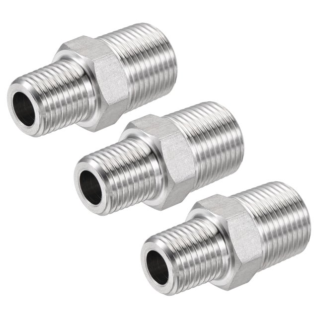 Unique Bargains Réducteur de Tuyau Hexagonal en Acier Inoxydable Filetage Mâle 3/8x1/4 BSPT