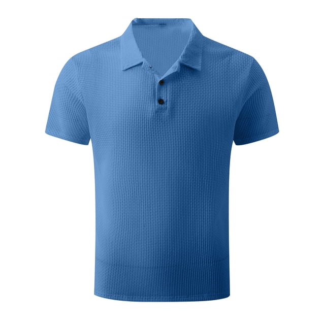 Pisexur Mens Ribbed Dress Shirts Short Sleeve Relaxed Fit Golf Shirt Tops Summer Solid Color Collar Button Down Blouses Casual Work Out Shirts for Mens Trendy