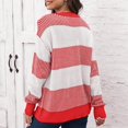 thumbnail image 4 of Womens Sweaters Pullover Sweaters for Women Fall Color Block Stripe Long Sleeve Ribbed Knit Sweater Loose Crew Neck Soft Pullover Winter Clothes S-34 Red-a S, 4 of 8