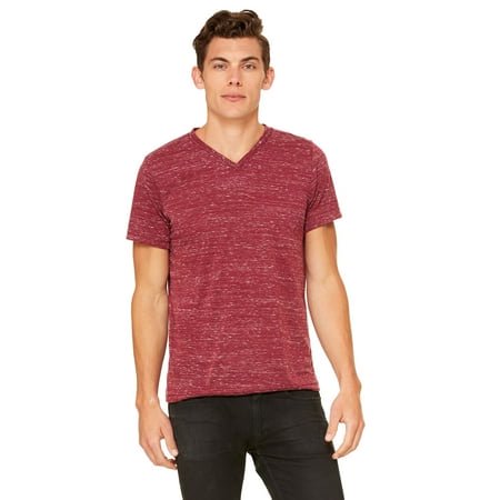 Bella Canvas Mens Jersey V-Neck Tee, L, Maroon Marble