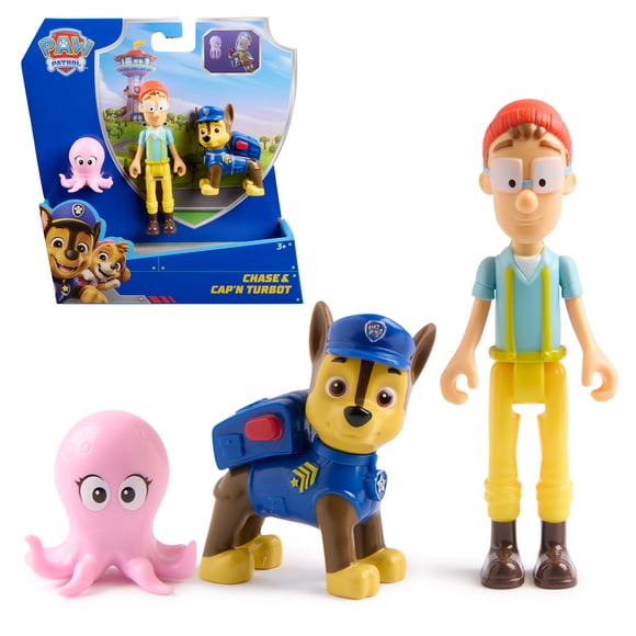 PAW Patrol, Chase & Captain Turbot Figure Pack with Baby Octopus Toy Figure, Kids Toys for Boys and Girls Ages 3 and Up