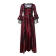 thumbnail image 4 of Robe Renaissance Femme Rétro Fête Princesse Cosplay Dentelle Longueur au Sol Robe, 4 of 7