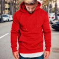 thumbnail image 2 of Ediodpoh Chandail à Capuchon pour Homme Étiquette en Cuir Chandail à Manches Longues à Capuche Grande Taille Chandail à Poche Haut Chandail pour Homme Rouge P, 2 of 5