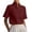 #207-Wine, variant on Craaazy Solid Color Notch Stand Collar Short Sleeve Tops for Women, Elegant Business Office Blouses Casual Daily Wear Shirts