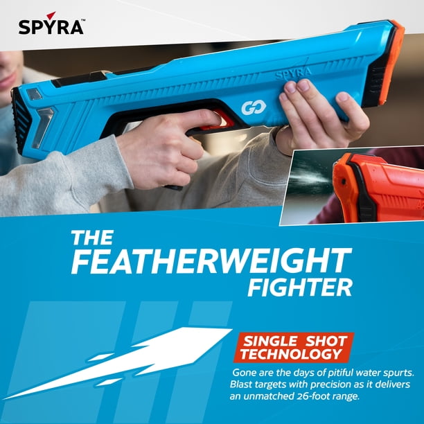 SPYRA Pistolet à Eau Électrique, Jouet à Jet DEL pour l'Extérieur, SpyraGO, Bleu