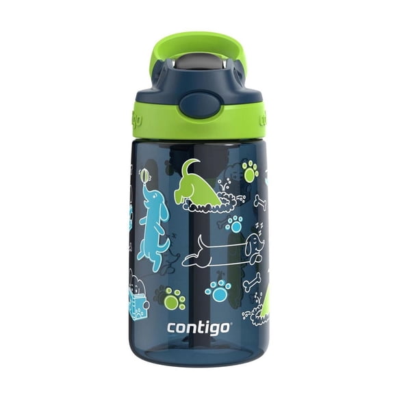 Bouteille d’eau pour enfants Contigo Aubrey avec paille, antifuite et antidéversement, lime avec chiens