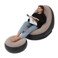 thumbnail image 2 of Foldable Inflatable Chair with Foot Stool, Blow Up Lounge Chair for Outdoor Camping Travel, 2 of 7