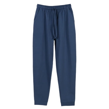 Men's Cotton Pajama Joggers Big & Tall Long Sleeping Pants with Pocket Drawstring Loose Comfy Lounge Wear Pjs Blue, L