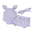 thumbnail image 1 of MesaSe Infant Baby Girl Summer Clothes Ribbed Ruffle Sleeveless Romper Drawstring Bloomer Shorts Headband Outfits Blue 0-3 Months, 1 of 7