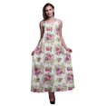 thumbnail image 1 of Bimba Robe Longue Maxi de Soirée pour Femmes en Rayonne à Imprimé Floral, Dos Nu, Bretelles Spaghetti - XX-Grand, 1 of 5