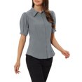 thumbnail image 4 of INSPIRE CHIC Women's Puff Sleeve Point Collar Button Down Essential Office Shirt XS Dark Grey, 4 of 6