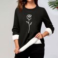 thumbnail image 1 of Heisall Chemises de Base pour Femmes Automne Hiver Imprimé Floral Col Rond Manches Longues Épaissies Polaire Teddy Shearling Chaud Ajusté Hauts Thermiques pour Usage Quotidien par Temps Froid, 1 of 3