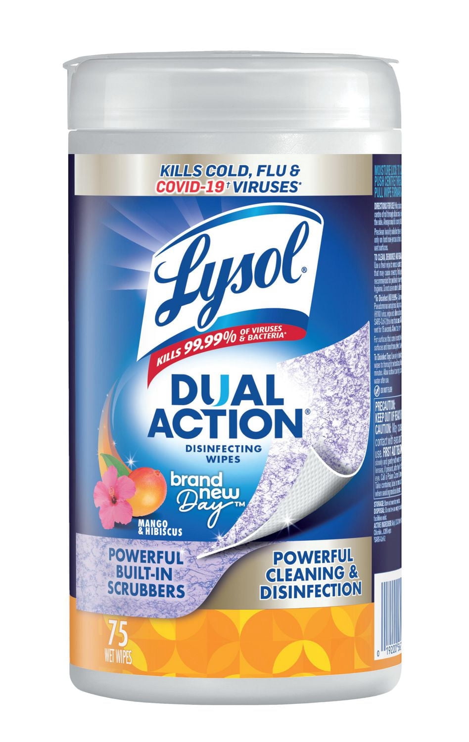 Lysol® Disinfecting Wipes - Dual Action Brand New Day™, Mango & Hibiscus Scent, 75 wipes