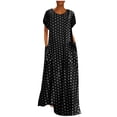 thumbnail image 1 of Fridja Robes Maxi à Manches Courtes Amples pour Femmes Grande Taille avec Poches et Imprimé à Pois, 1 of 6
