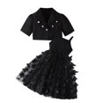thumbnail image 2 of DecSea Ensemble 2 Pcs Couleur Unie pour Filles Blazer & Robe en Tulle Tenue Formelle Élégante, 2 of 8