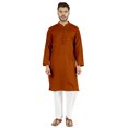 thumbnail image 1 of Atasi Ensemble Kurta Pyjama 2 Pcs pour Homme, Col Henley, Kurta Long Décontracté, 1 of 7