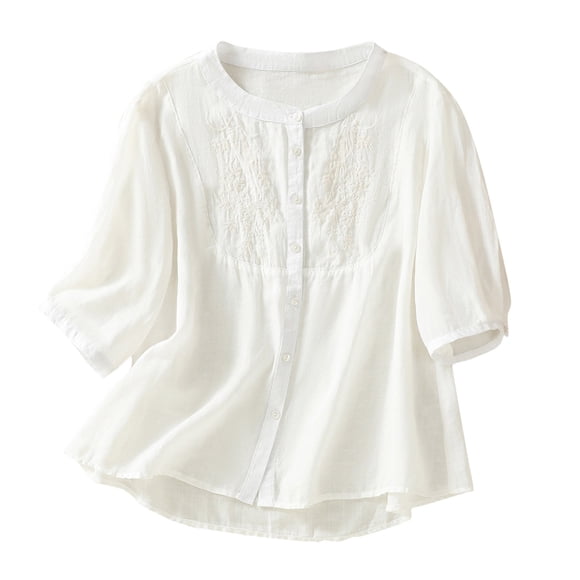 XMMSWDLA Women's Neck Drawstring Ruched Lantern Sleeve Crop Top Blouse White Ladies Tops