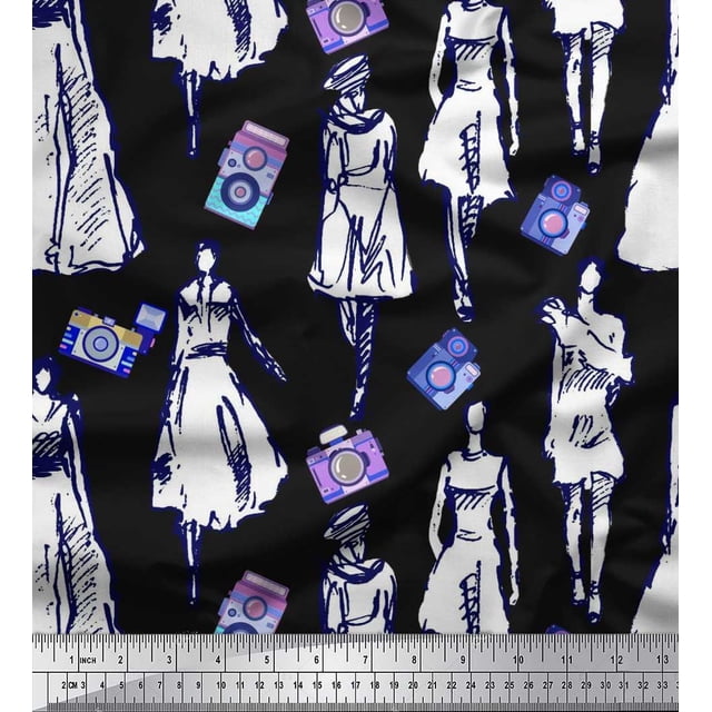 Soimoi Poly Georgette Fabric Women & Camera Fashion Fabric Prints by Yard 52 Inch Wide