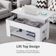 thumbnail image 4 of FDW Table Basse Blanche de 39,4 Pouces à Plateau Relevable, Compartiment Caché et Tablette de Rangement pour Salon, Bureau Ou Aire de Réception, 4 of 7