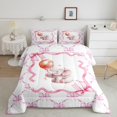 thumbnail image 2 of Erosebridal Ensemble de Literie Éléphant Mignon, Couette Complète, Nœud Papillon Rose, Décor Étoile Ballon, Réversible, 2 of 7