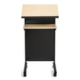thumbnail image 2 of Wheeled Lectern with Storage Shelf - Beech/Black - Compact Standing Desk for Reading - Laptop Stand, 2 of 4
