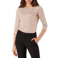 thumbnail image 1 of INSPIRE CHIC Blouse en Tricot Extensible à Encolure Bateau pour Femme à Manches 3/4 pour le Travail, 1 of 5