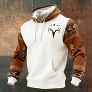 Men's Hoodies & Sweatshirts Casual Aztec Style Hoodie with Front Pocket and Drawstring Sweatshirt for Everyday Comfort