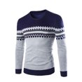 thumbnail image 2 of IROINNID Chandail à Col Rond pour Hommes Manches Longues Mi-Long Rayures Chandail de Loisirs Chandail d'Hiver, 2 of 4