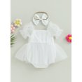 thumbnail image 4 of Faithtur Bébé Fille Tenue d'Été, Manches Courtes Bow avant Robe en Tulle avec Bandeau Set de Vêtements 2Pcs, 4 of 8