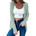 thumbnail image 1 of aohooy Cropped Knit Cardigans for Women V-Neck Button Down Cardigan Solid Soft Long Sleeve Sweaters Green,M, 1 of 9