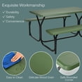 thumbnail image 4 of Patiojoy Outdoor Picnic Table Bench Set Patio Camping Table w/Steel Frame & Wood Texture Tabletop for Garden Green, 4 of 8