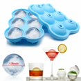 thumbnail image 4 of Blue Round Silicon Ice Cube Ball Maker Tray 6 Large Sphere Molds Bar, 4 of 6