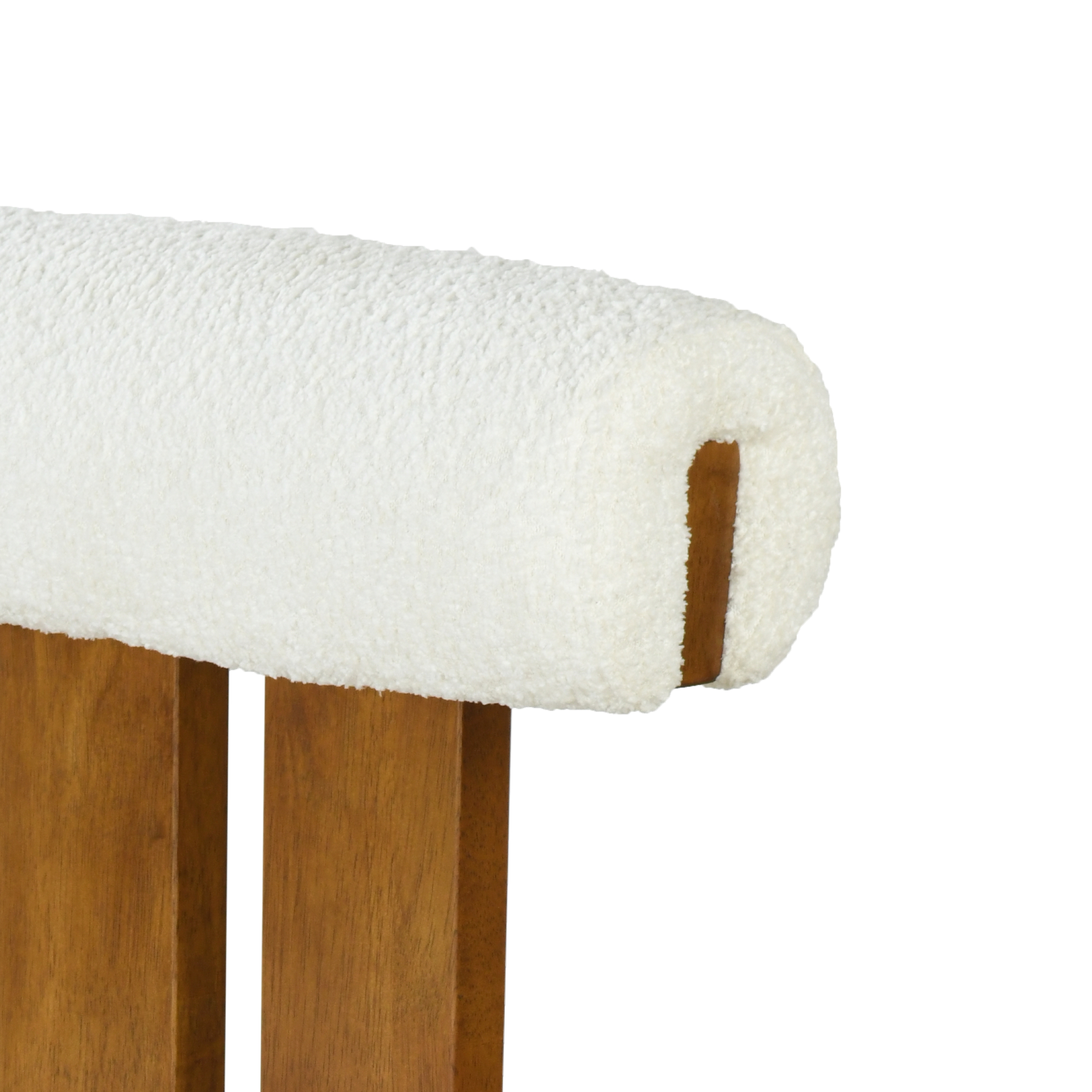 Tabourets de bar modernes Renée de Noble House (lot de 2), siège rembourré ivoire, noyer + blanc