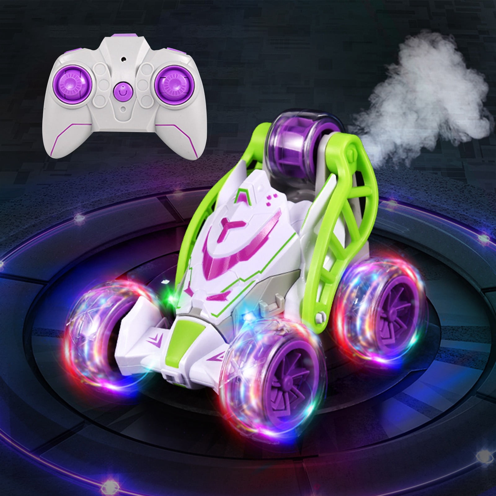 Purple Spray Rc Cars For Kids Boy Toys Stunt Car Remote Control Car 2.4Ghz 360 Degree Flip Rotating Indoor Outdoor Toys For Children