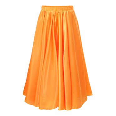Choomomo Kids Girls Lyrical Dance Skirts A-line Long Swing Skirt Ballet Jazz Latin Dance Costume Yellow 130