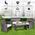 thumbnail image 4 of Costway Ensemble de Mobilier de Terrasse en Rotin 4 Pcs, Conversation, Dessus de Table en Verre, Sofa Coussiné, 4 of 10