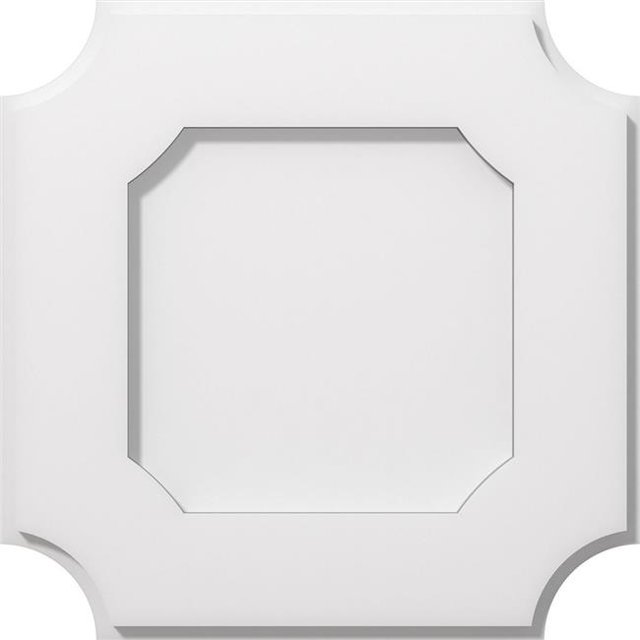 Ekena Millwork CMP14LE 14 in. OD x 8.25 in. Square Locke Architectural Grade PVC Contemporary Ceiling Medallion